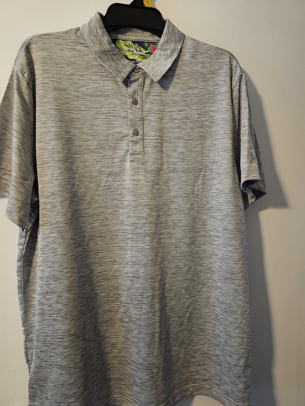 Birdie Bound Men's Heather Gray Polo Shirt Large New